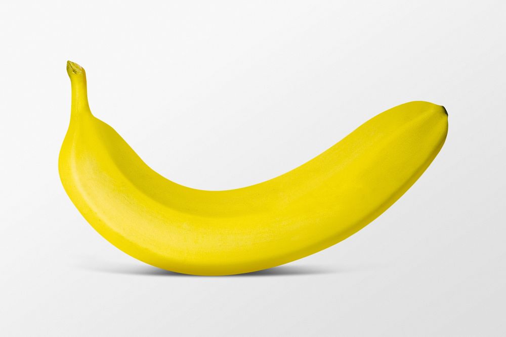 Organic banana clipart, yellow fruit on white background psd
