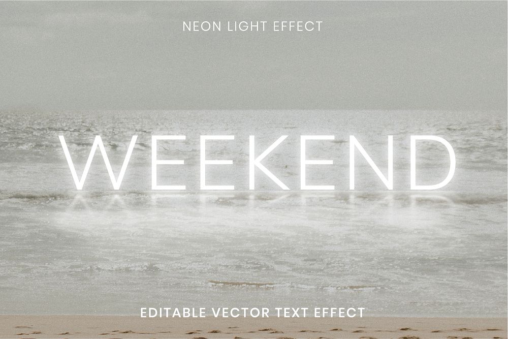 WEEKEND white neon word editable vector text effect