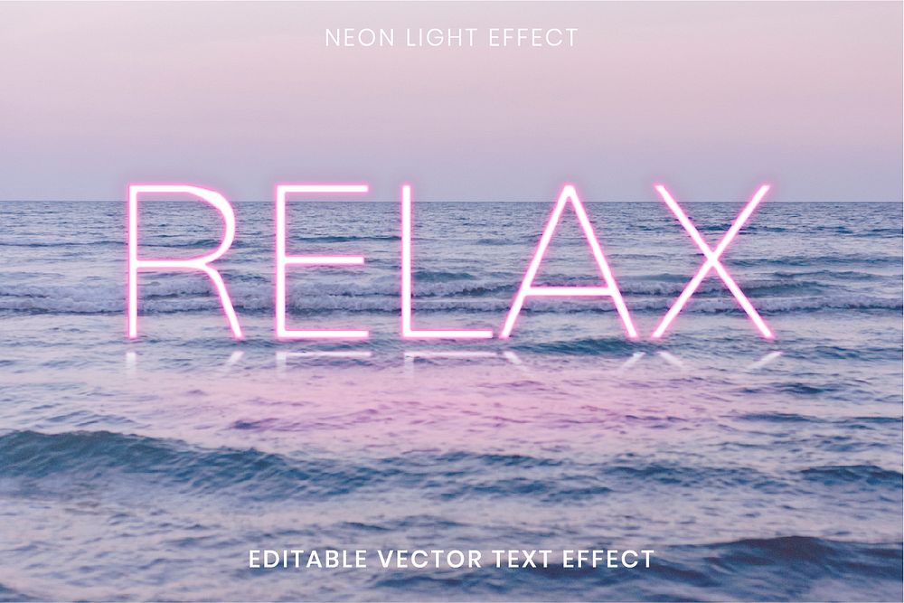 RELAX pink neon word editable vector text effect