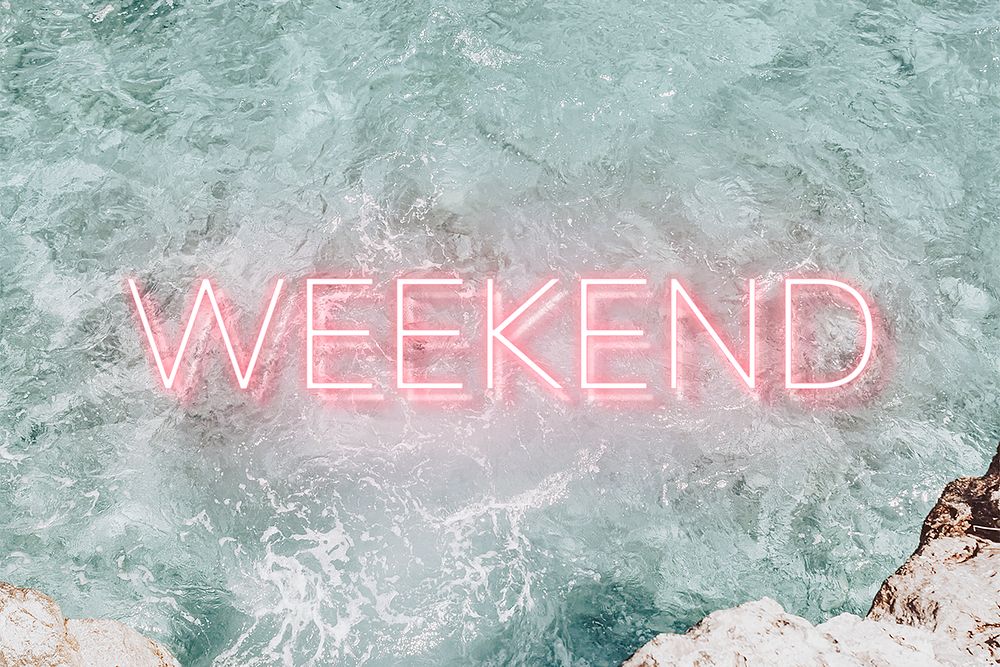 Psd pink weekend neon word font typography