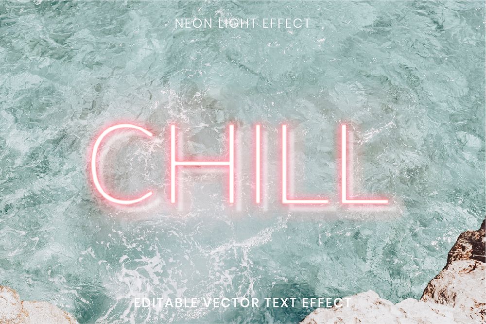 CHILL pink neon word editable vector text effect