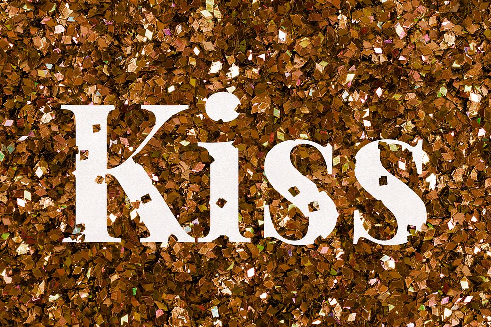 Kiss word psd glitter typography