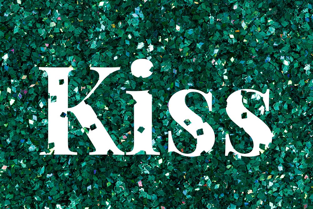 Kiss psd word glitter typography