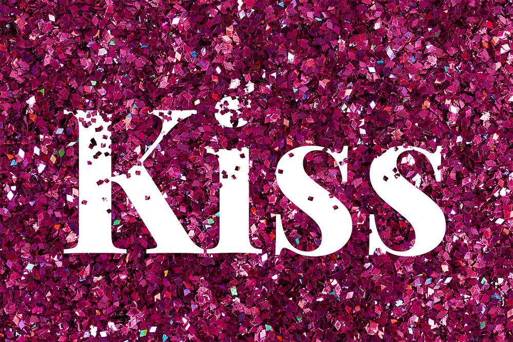 Kiss psd text glitter typography