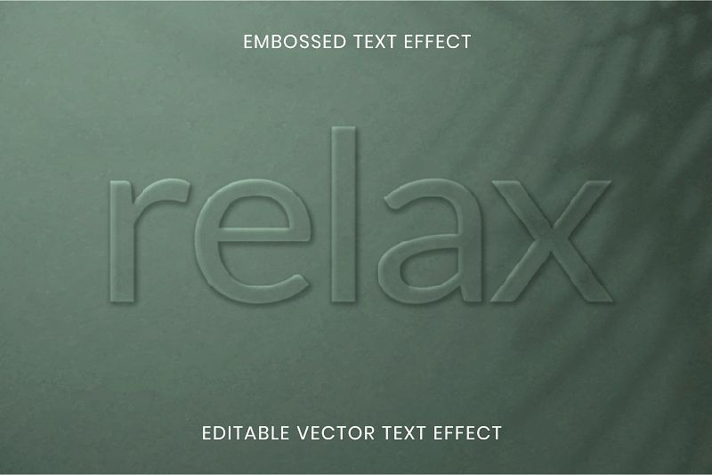 Word embossed editable vector text effect on green