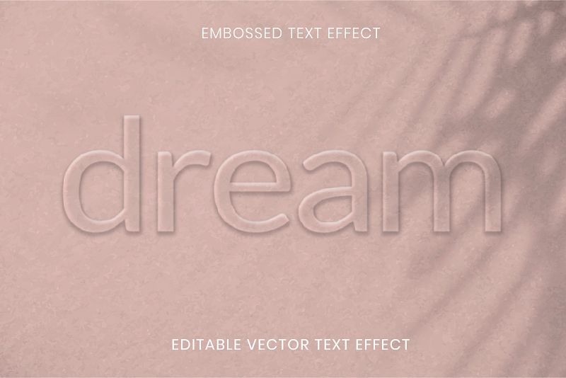 Embossed editable vector text effect on pink