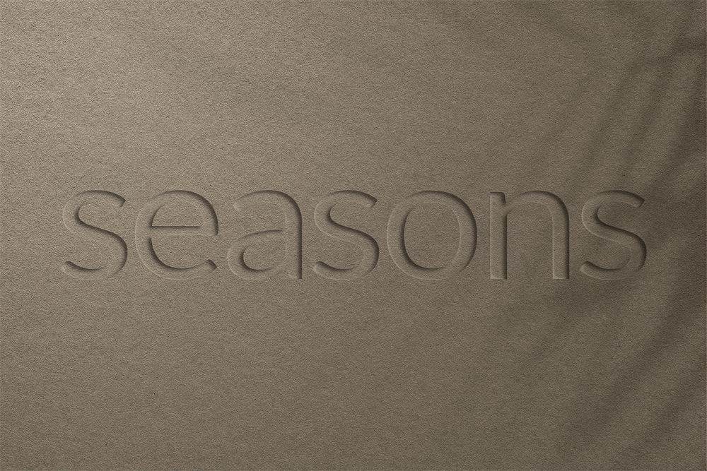 Word seasons embossed typography psd word art