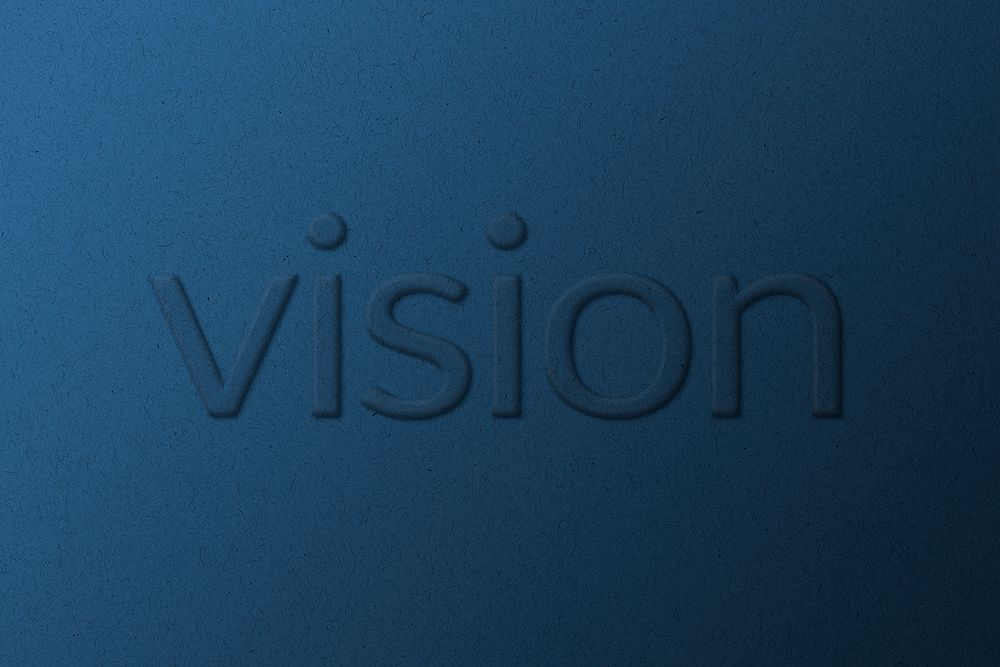 Vision emboss typography psd on paper texture