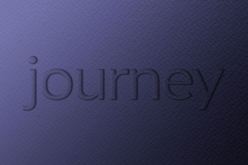 Journey emboss typography psd on paper texture