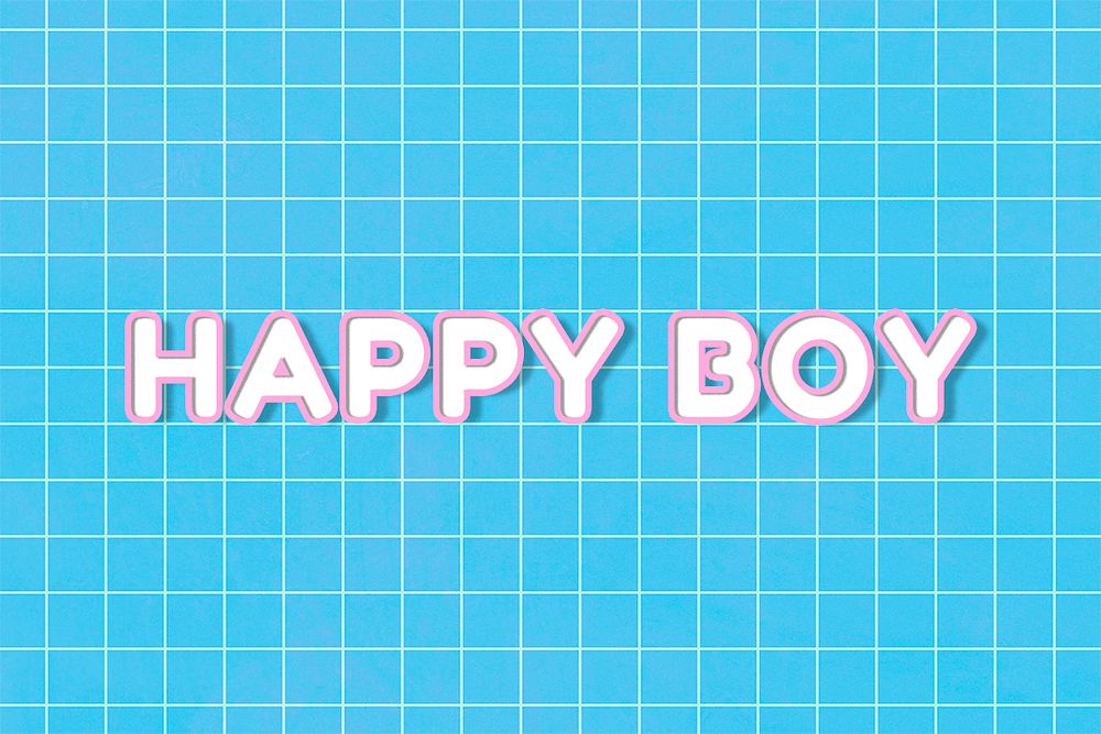 Happy boy psd word bold miami typography on grid background