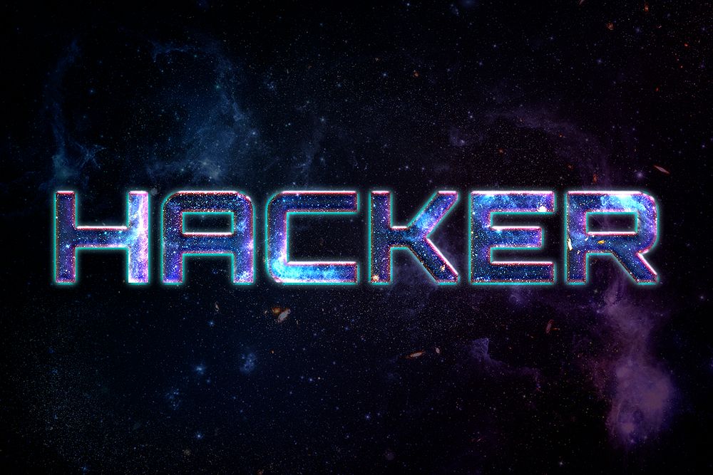 Hacker word galaxy effect psd typography text
