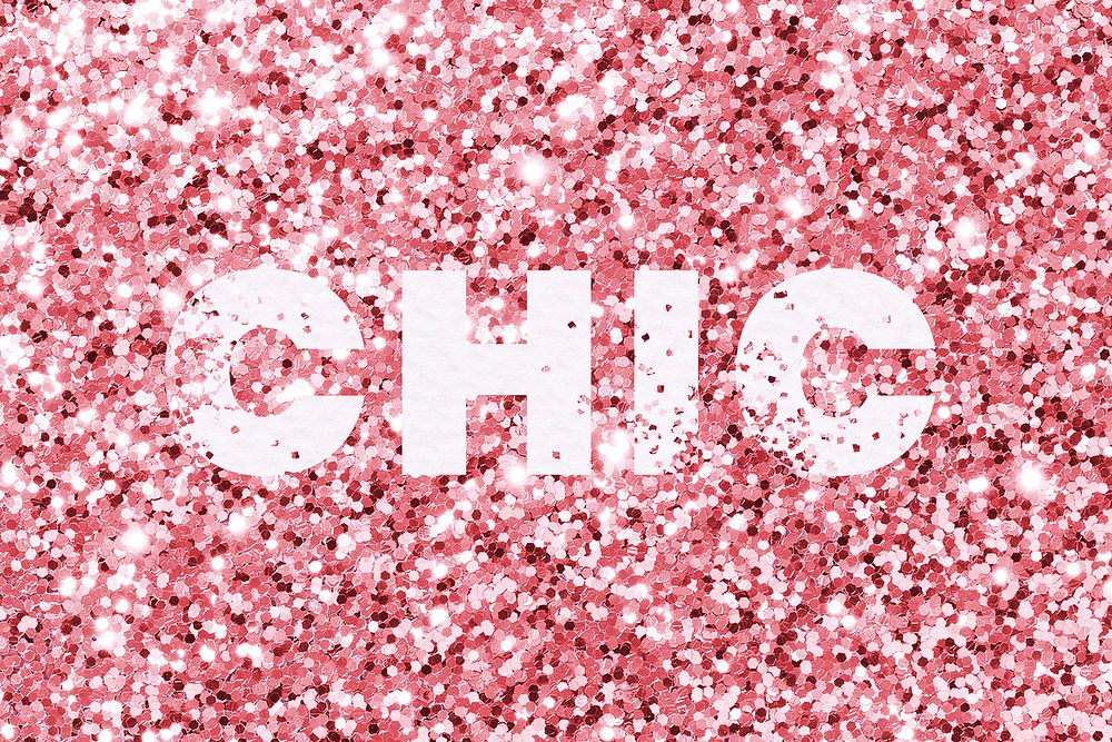 Pink chic glitter typography text