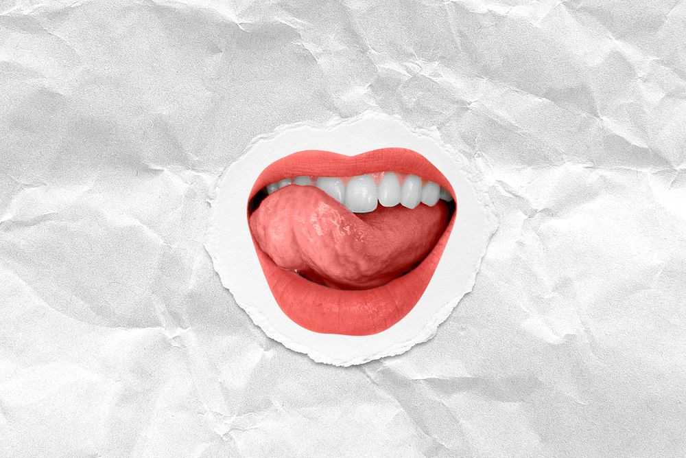Pink matte licking lips psd sexy background for Valentine&rsquo;s day
