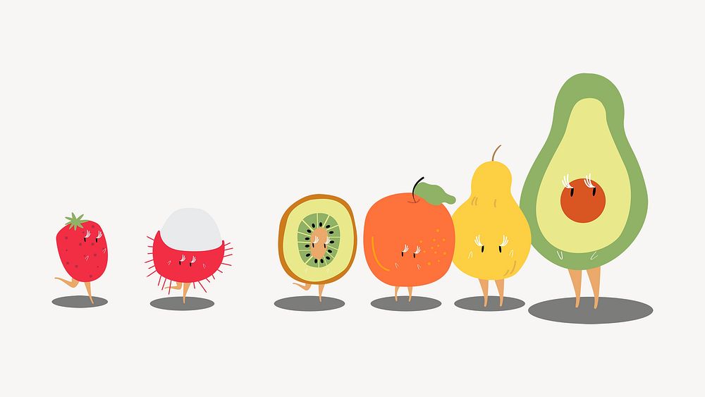 Cute fruit sticker, healthy food cartoon psd