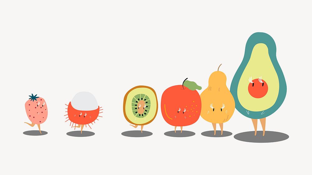 Cute fruit sticker, healthy food cartoon vector