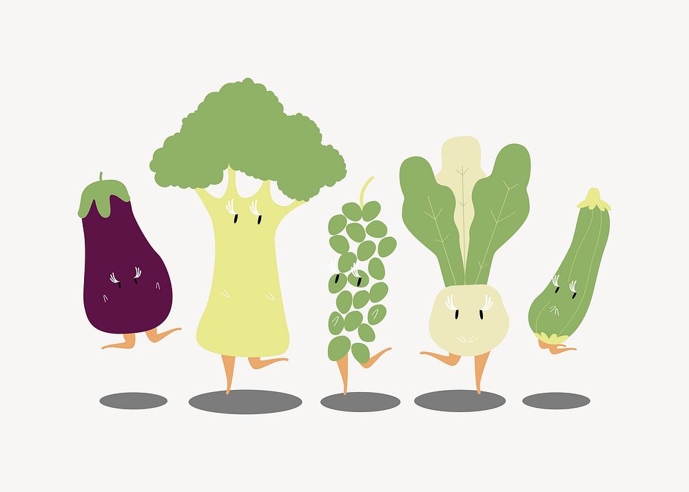 Vegetables dancing sticker cartoon illustration vector