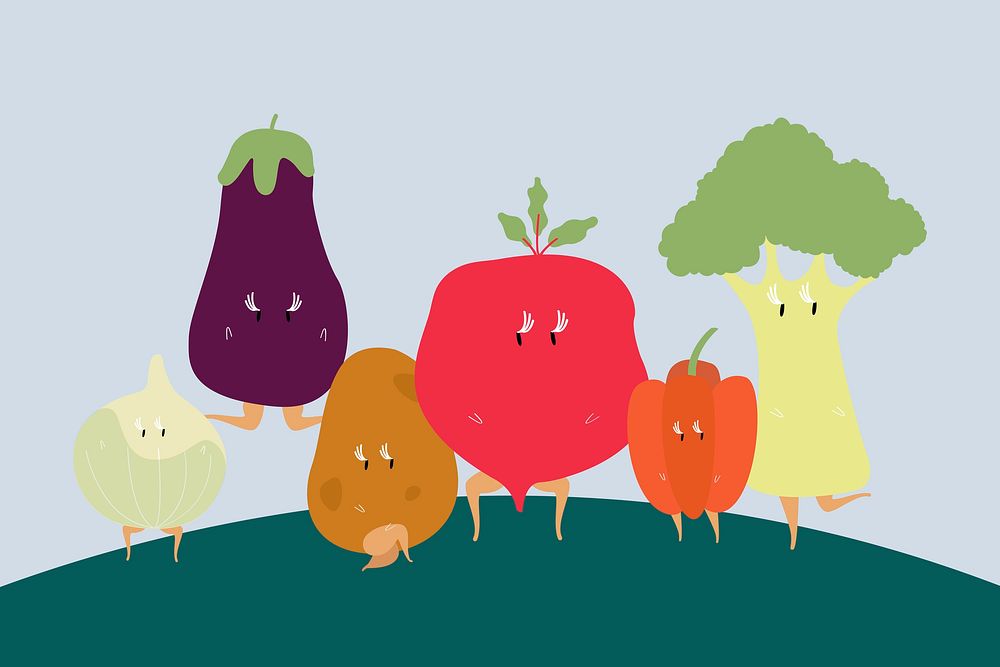 Superfood vegetables clipart, cartoon illustration psd