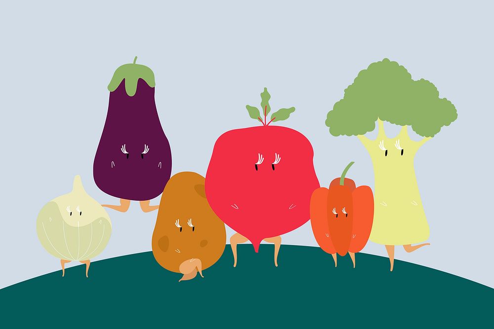 Superfood vegetables clipart, cartoon illustration vector