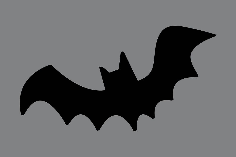 Bat silhouette sticker, Halloween animal doodle vector