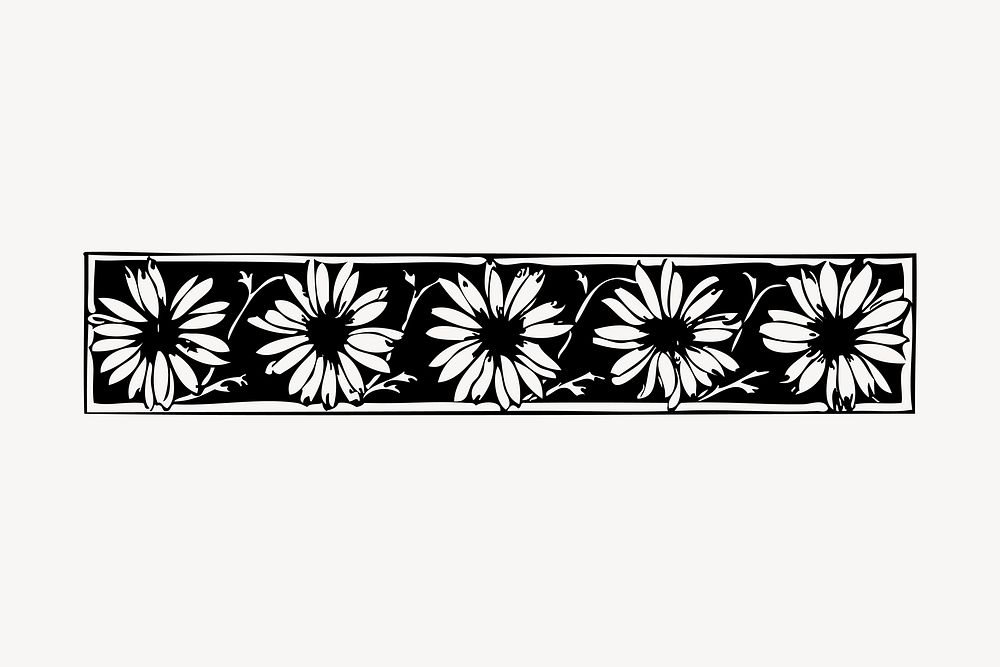 Vintage sunflower border element vector. Free public domain CC0 graphic