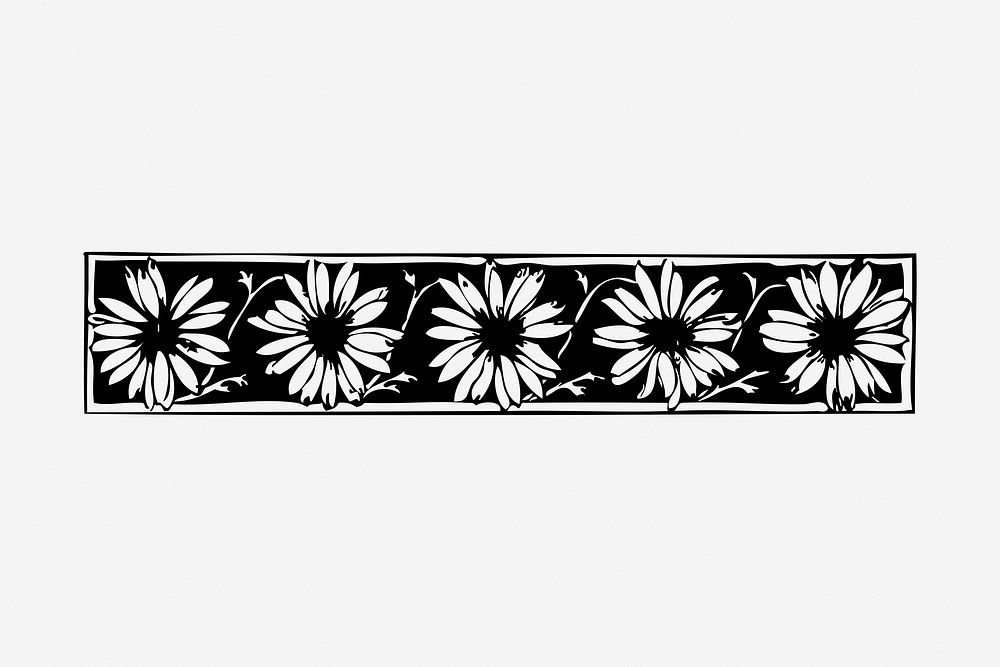 Vintage sunflower border element illustration. Free public domain CC0 graphic