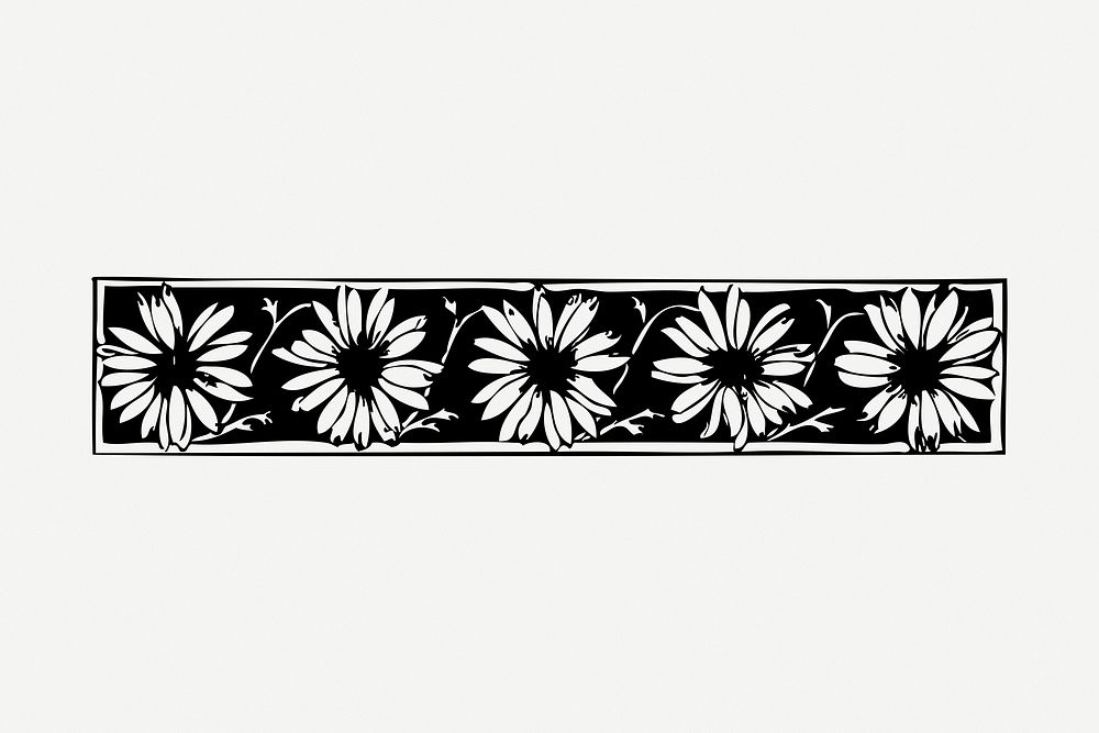 Vintage sunflower sticker floral border psd. Free public domain CC0 graphic