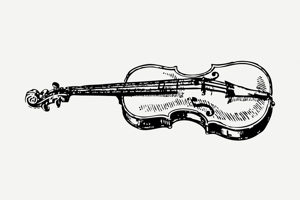 Violin illustration, vintage musical instrument psd. Free public domain CC0 graphic
