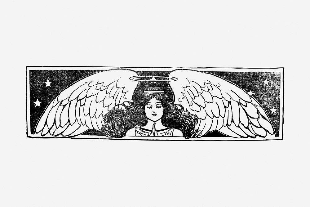 Vintage angel, woman illustration illustration. Free public domain CC0 graphic