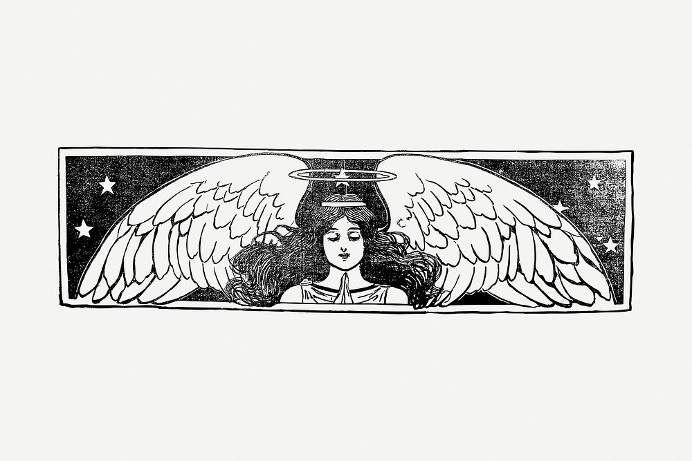 Vintage angel  clipart, woman illustration psd. Free public domain CC0 graphic