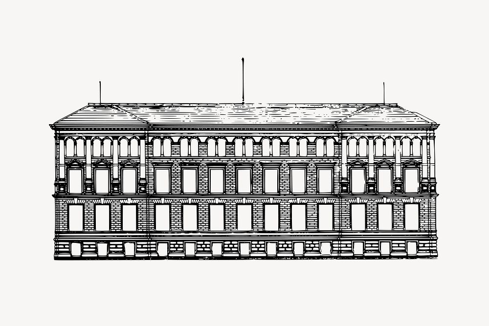 Vintage building clipart, architecture vector illustration. Free public domain CC0 graphic