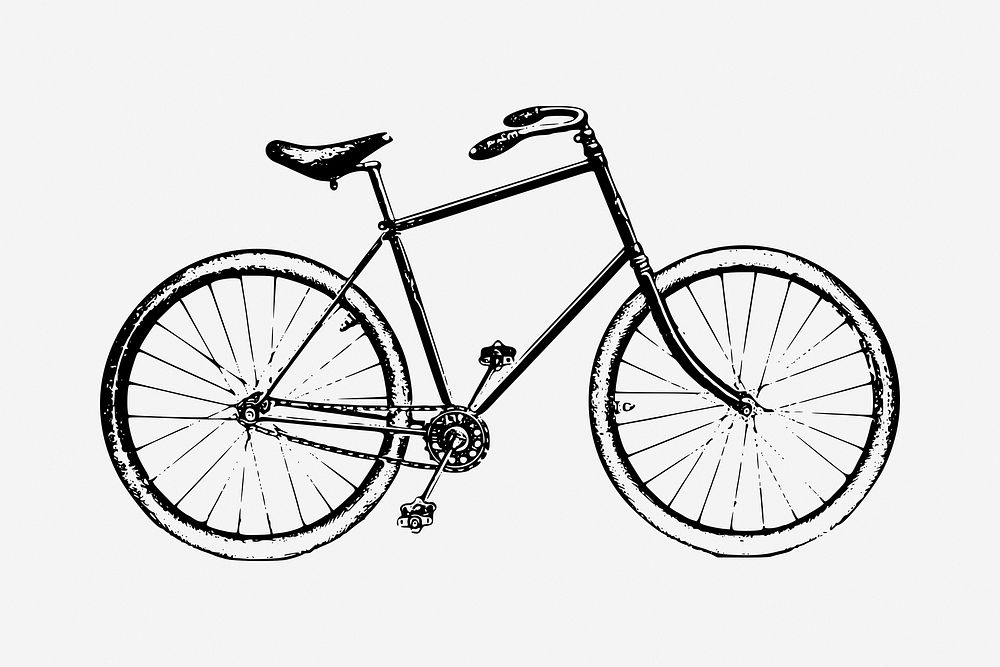 Bicycle, vintage transportation illustration. Free public domain CC0 graphic