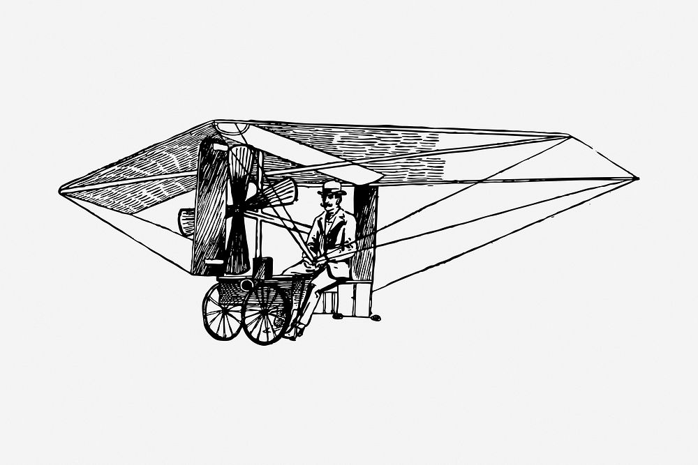 Nemethys flying machine, vintage transportation illustration. Free public domain CC0 graphic