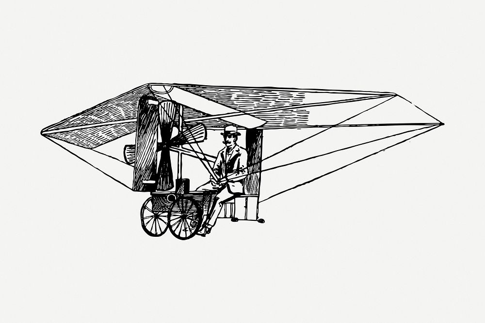Nemethys flying machine, vintage transportation clipart psd. Free public domain CC0 graphic