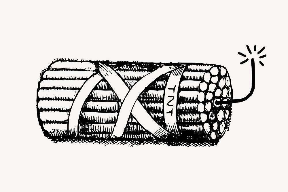 Vintage dynamite, lethal object clipart vector. Free public domain CC0 graphic
