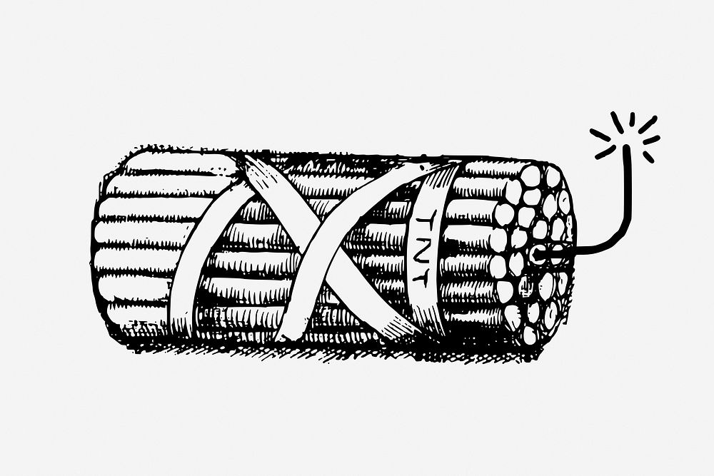 Vintage dynamite, lethal object illustration. Free public domain CC0 graphic