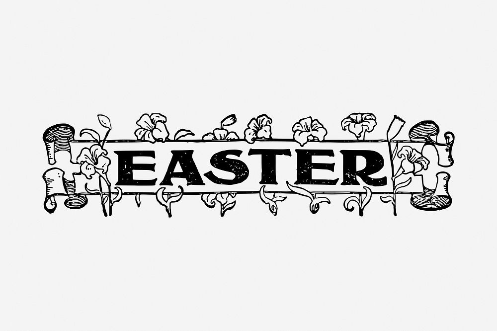 Easter border hand drawn illustration. Free public domain CC0 image.