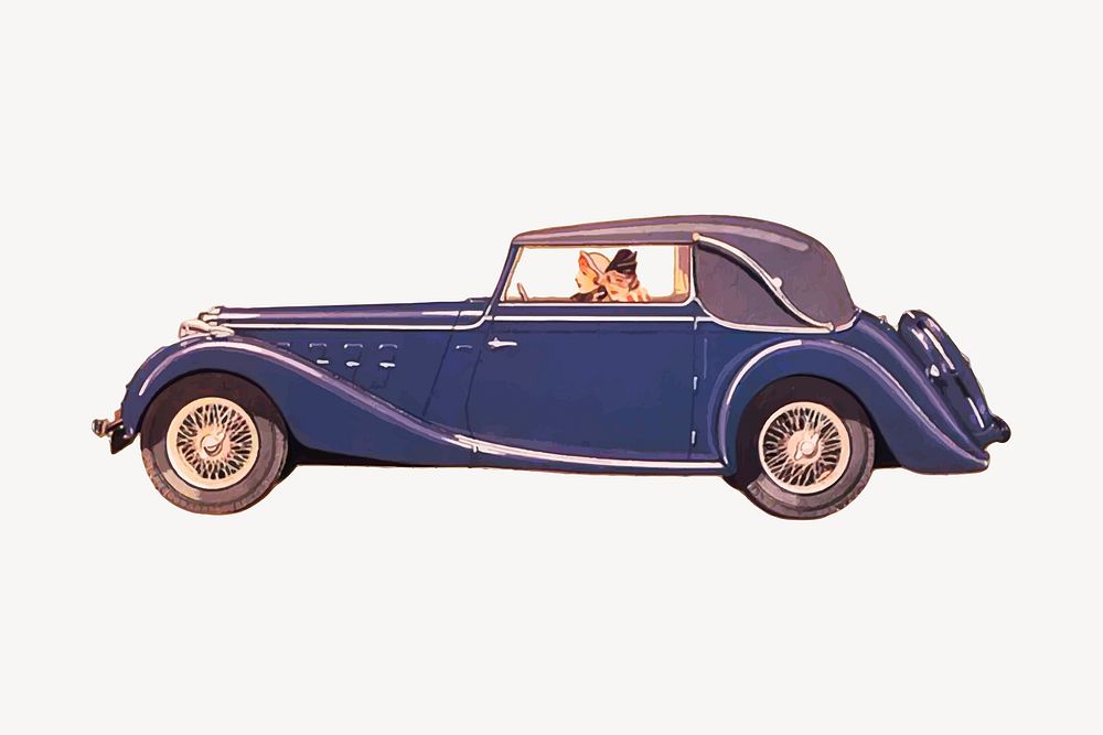 1920s car clipart, vintage illustration vector. 
