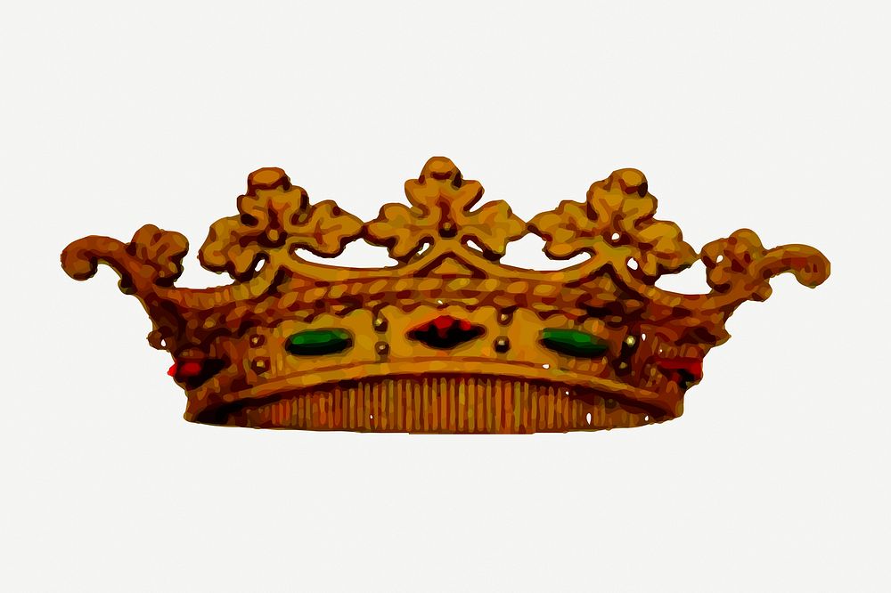 Royal gold crown collage element, vintage illustration psd. Free public domain CC0 image.