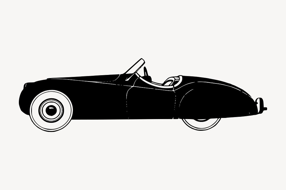 Classic sports car clipart, vintage illustration vector. Free public domain CC0 image.