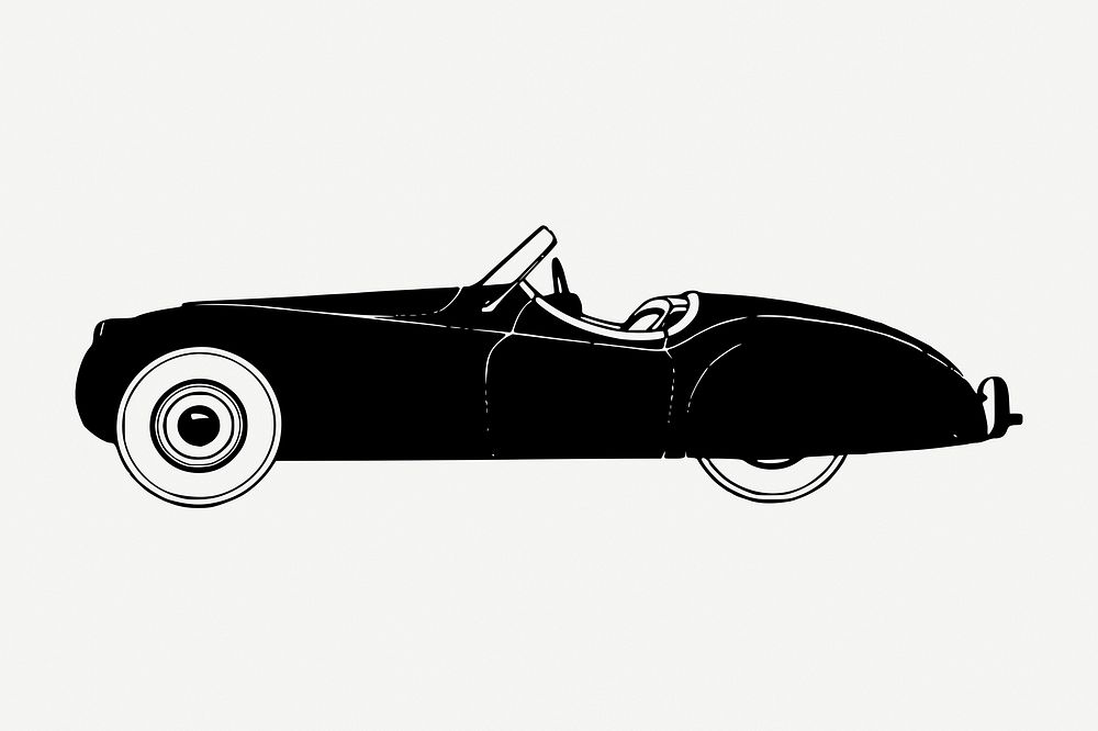 Classic sports car collage element, vintage illustration psd. Free public domain CC0 image.