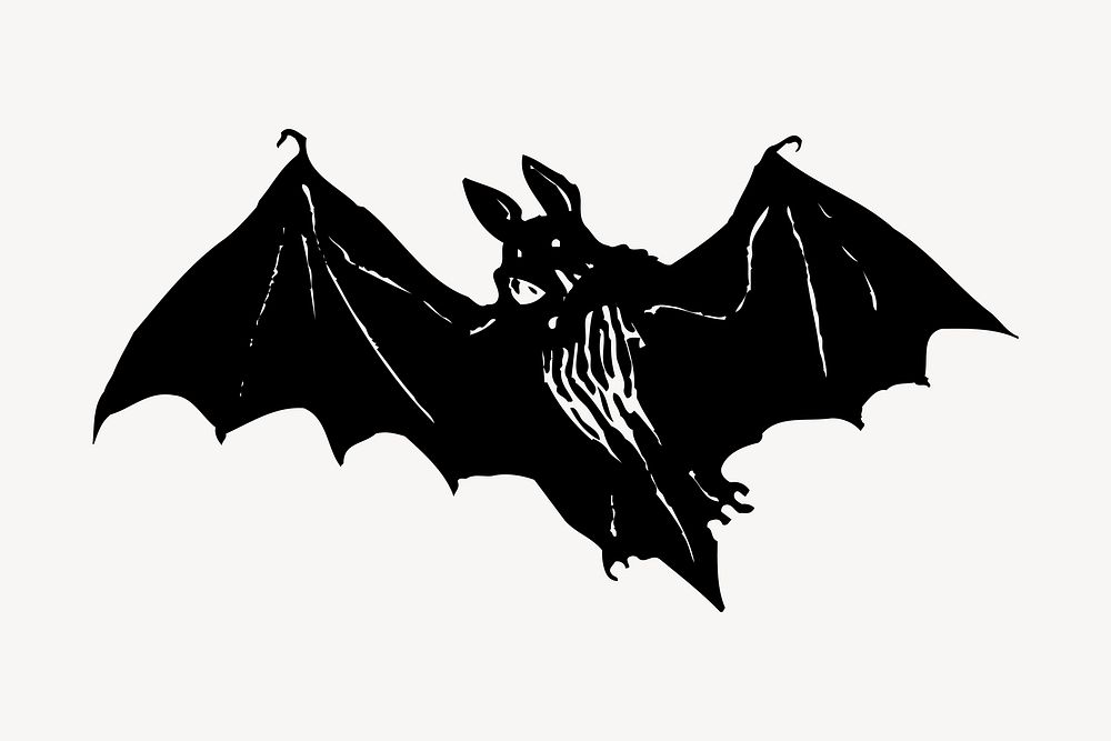 Flying bat clipart, vintage illustration vector. Free public domain CC0 image.