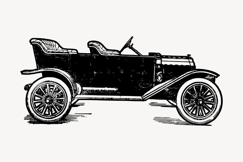 Antique car clipart, vintage illustration vector. Free public domain CC0 image.