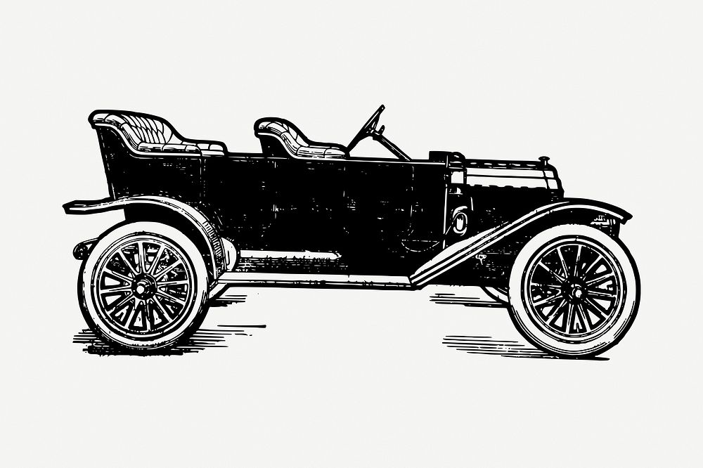 Antique car collage element, vintage illustration psd. Free public domain CC0 image.