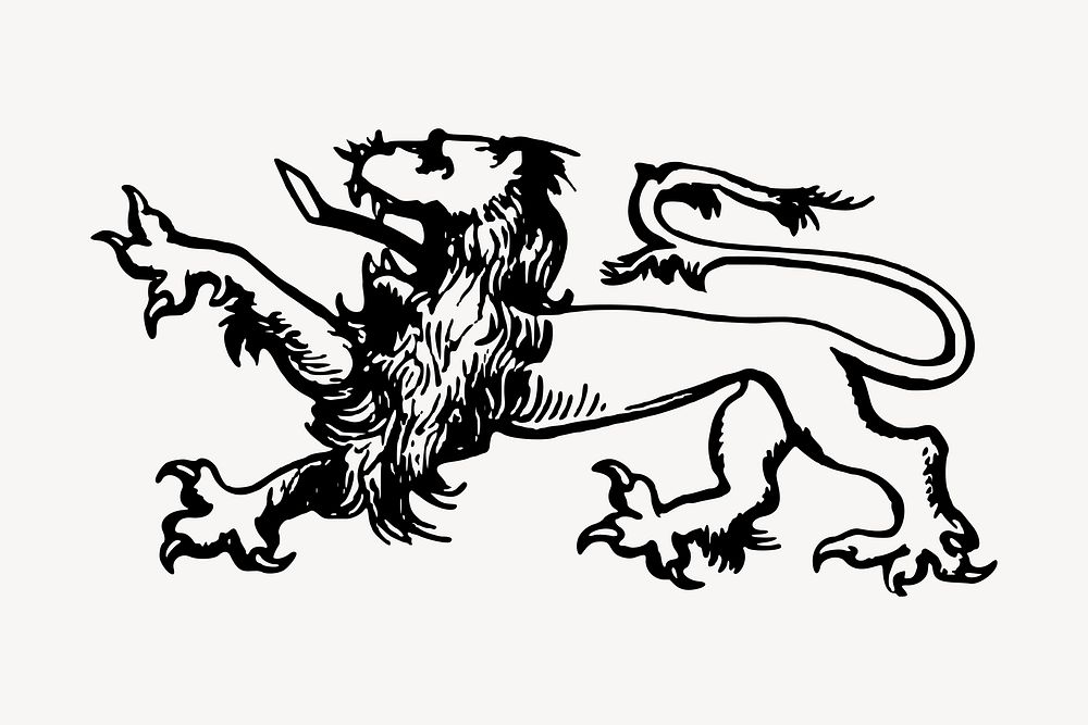 Lion mythical animal clipart, vintage illustration vector. Free public domain CC0 image.