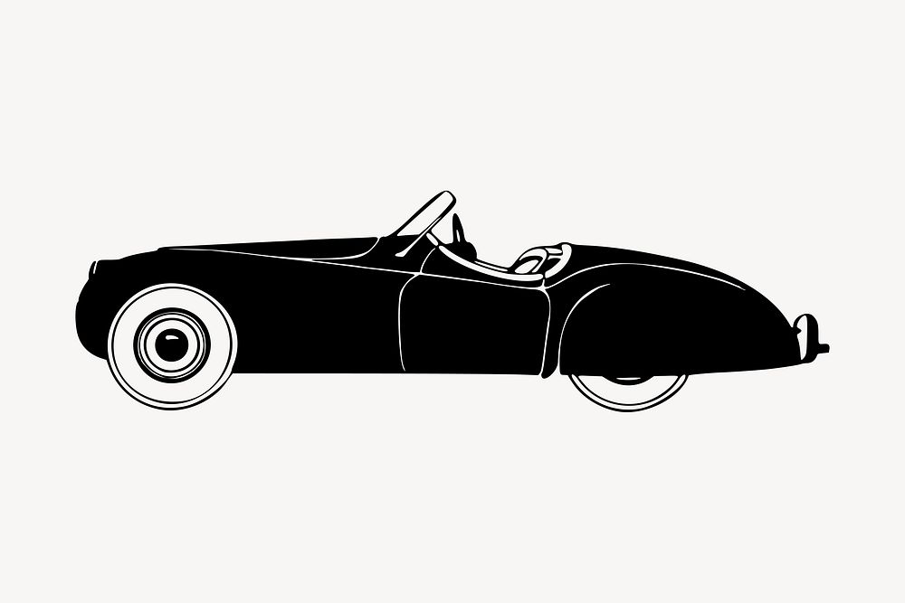 Vintage convertible car drawing, vehicle illustration vector. Free public domain CC0 image.
