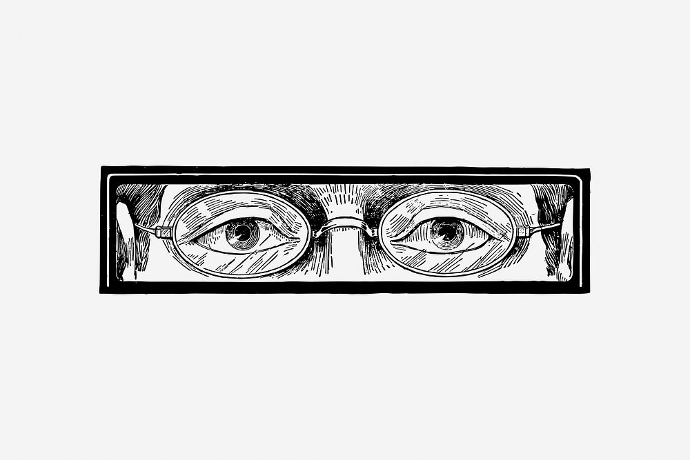 Glasses eyes watching man, vintage illustration. Free public domain CC0 image.