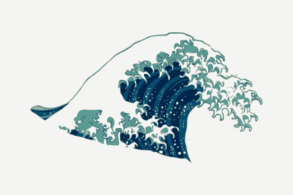 Japanese wave clipart, vintage illustration psd. Free public domain CC0 image.