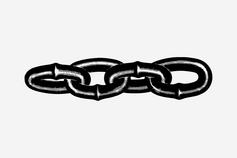 Vintage metal chain hand drawn illustration. Free public domain CC0 image.