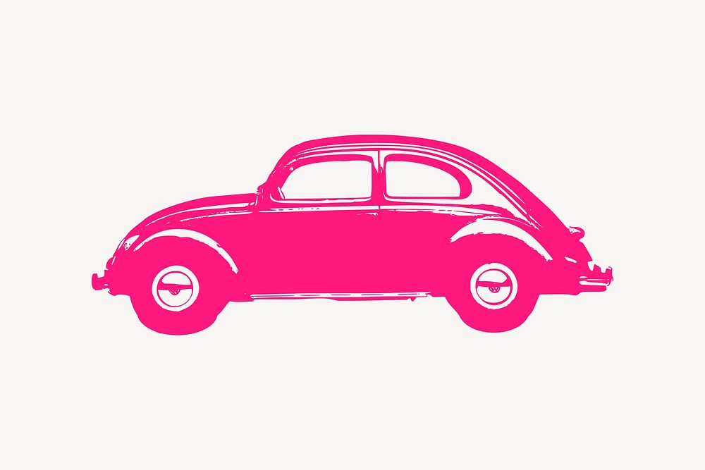 Pink vintage car clipart, vehicle illustration vector. Free public domain CC0 image.