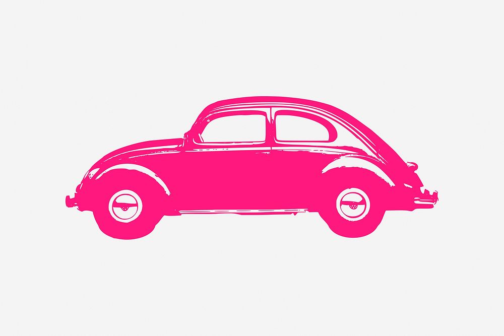 Pink vintage car clipart, vehicle illustration. Free public domain CC0 image.